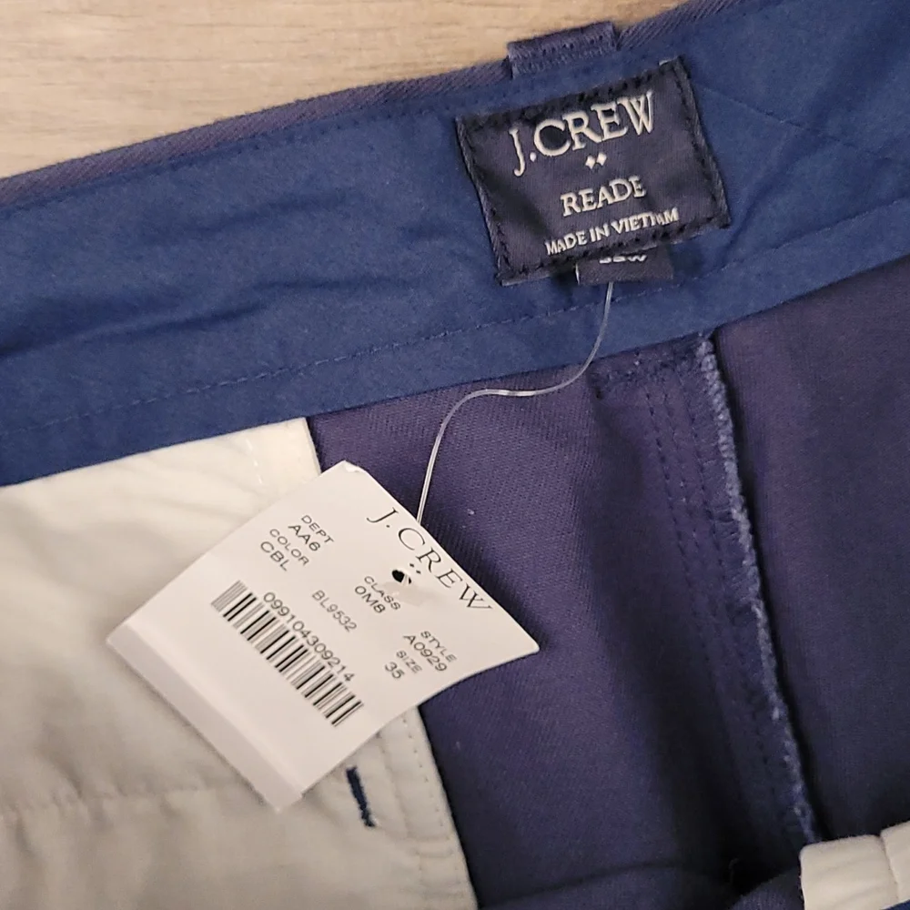 J CREW Reade Dark Navy Solid Pattern Sz 35 Mens Casual‎ Flat Front Shorts NEW